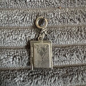 VTG Sterling Silver Flower Book Picture Locket Moveable Charm Pendant 2 Frames